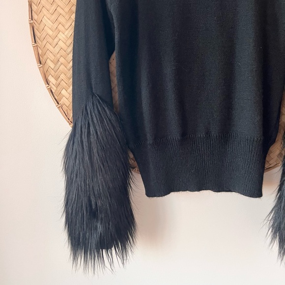 GORGEOUS ANIYE BY SWEATER WITH FAUX FUR STYLISH CUFFS PART WOOL/ALPACA - NWOT - Picture 4 of 10